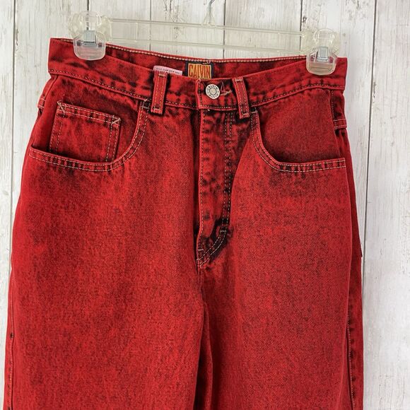Vintage Women's Jeans Sz 9/10 Calvin Klein Red Stone Acid Washed Denim R… - Picture 2 of 14